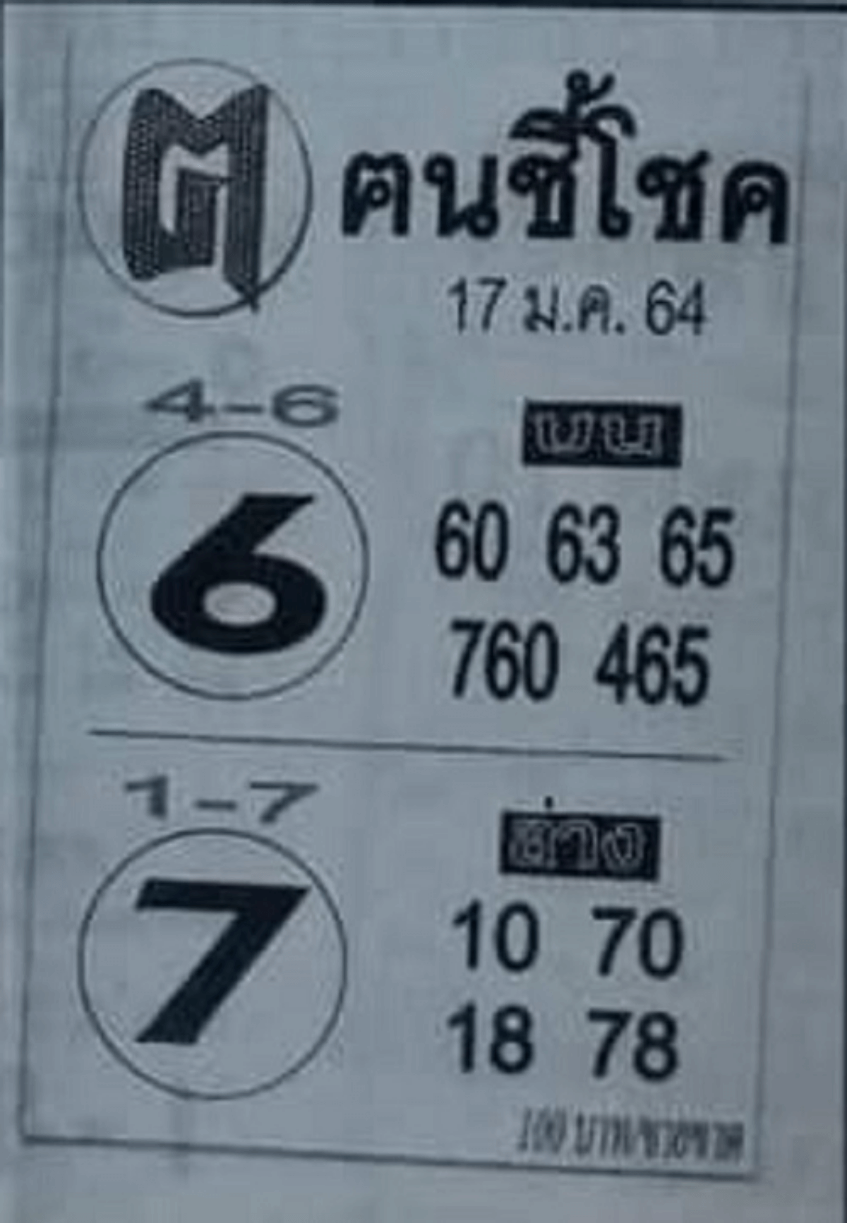 คนชี้โชค 17/1/64