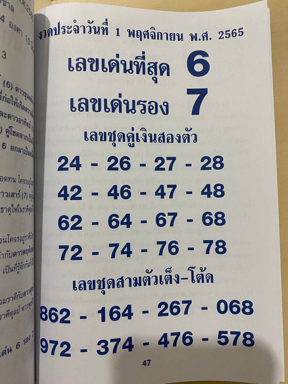 คู่มือเสี่ยงโชค1/11/65