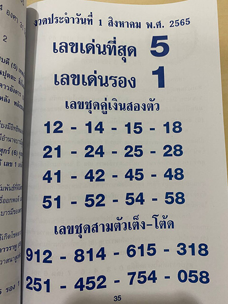 คู่มือเสี่ยงโชค1/8/65