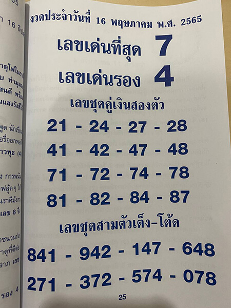 คู่มือเสี่ยงโชค16/5/65