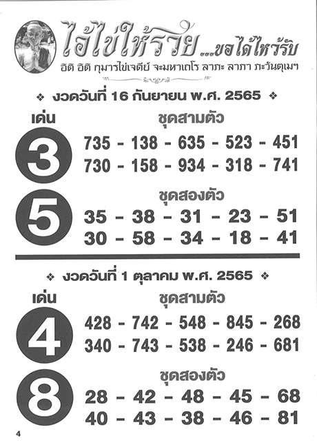 เลขไอ้ไข่ให้โชครวย เลขเด็ด 16/9/65