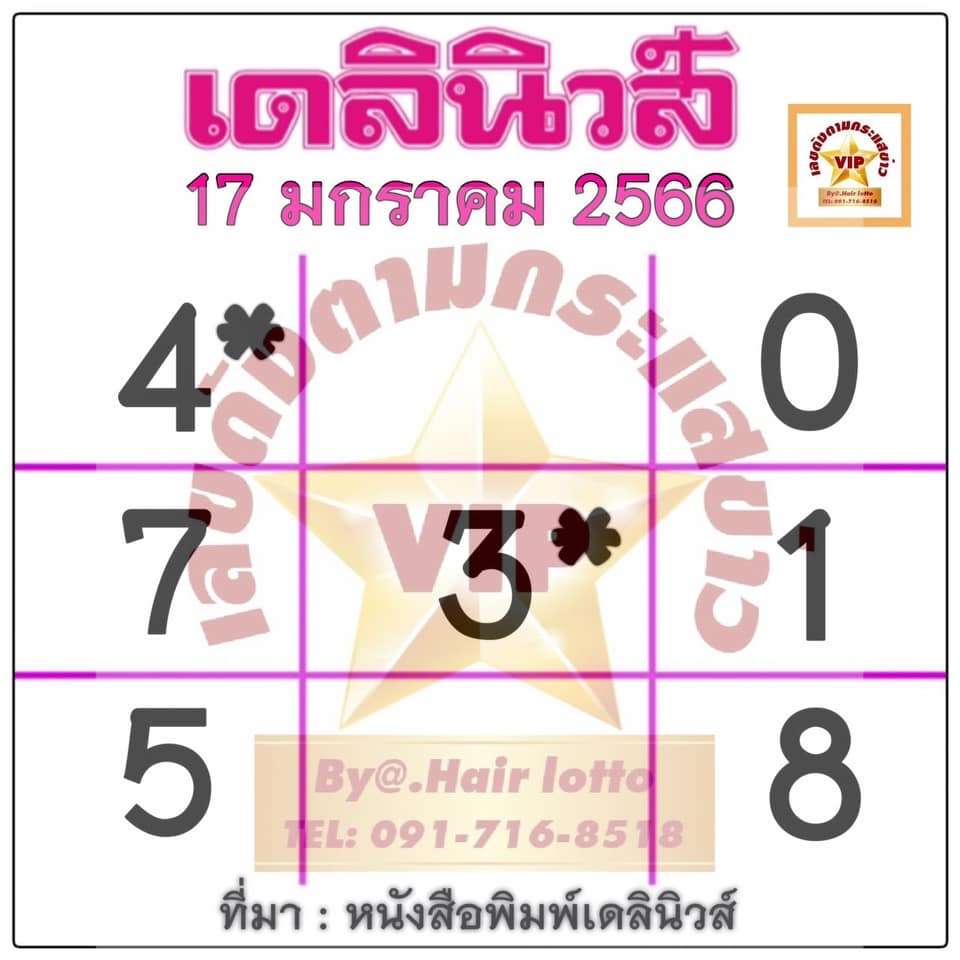 เลขเด็ดเดลินิวส์ 17/1/66